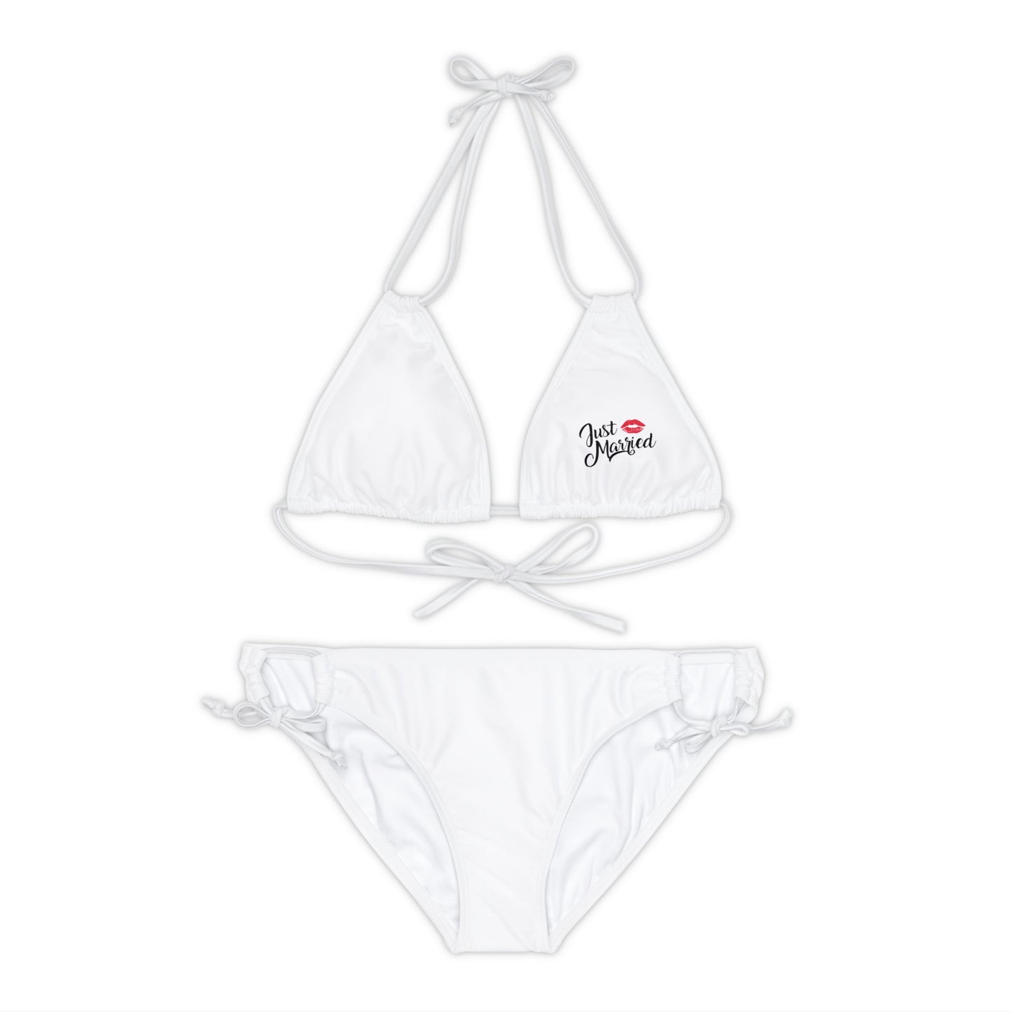 Just Married Strappy Bikini Set (AOP)