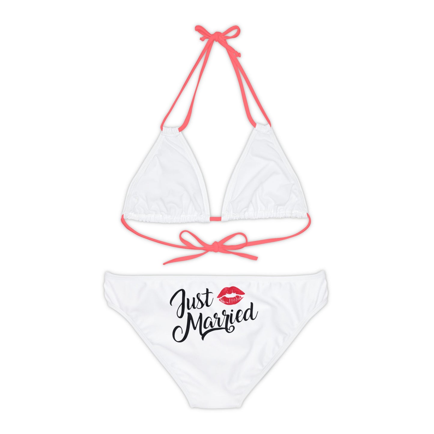 Just Married Strappy Bikini Set (AOP)