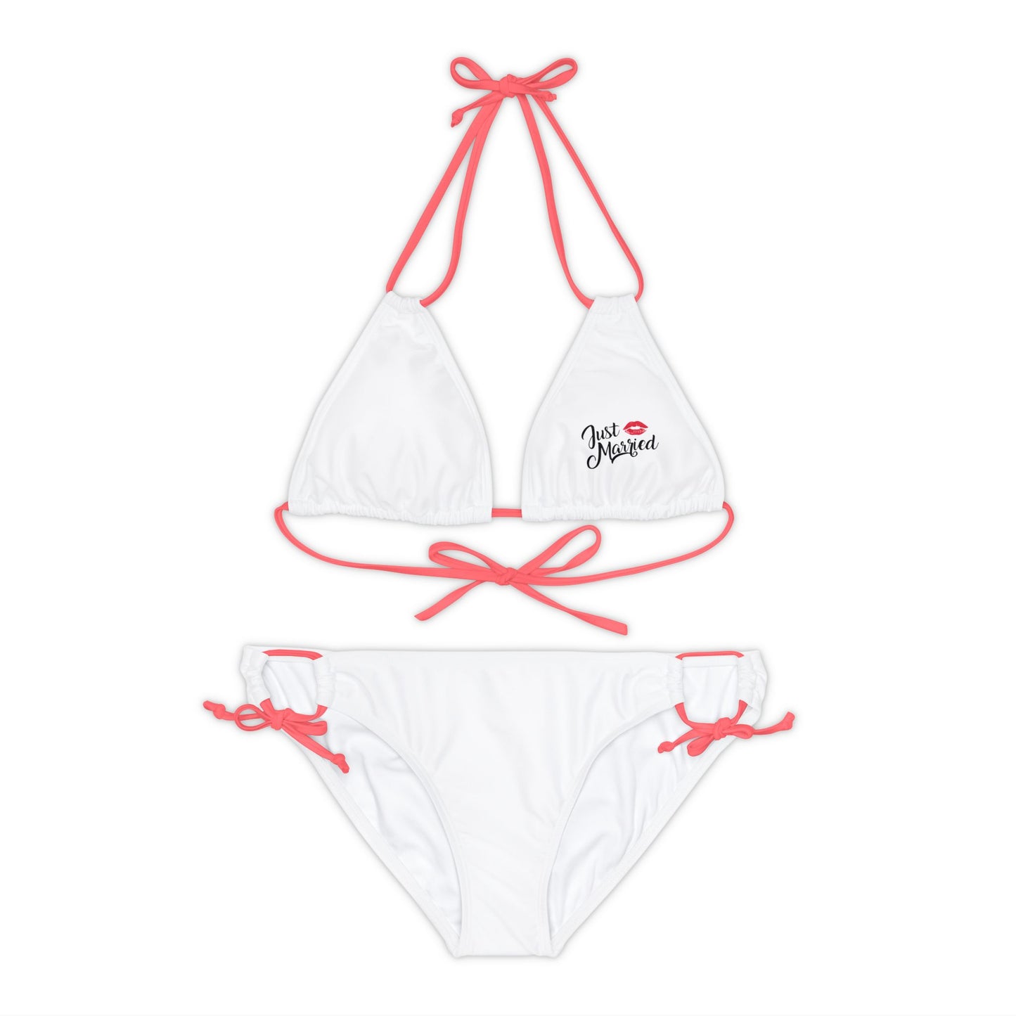 Just Married Strappy Bikini Set (AOP)