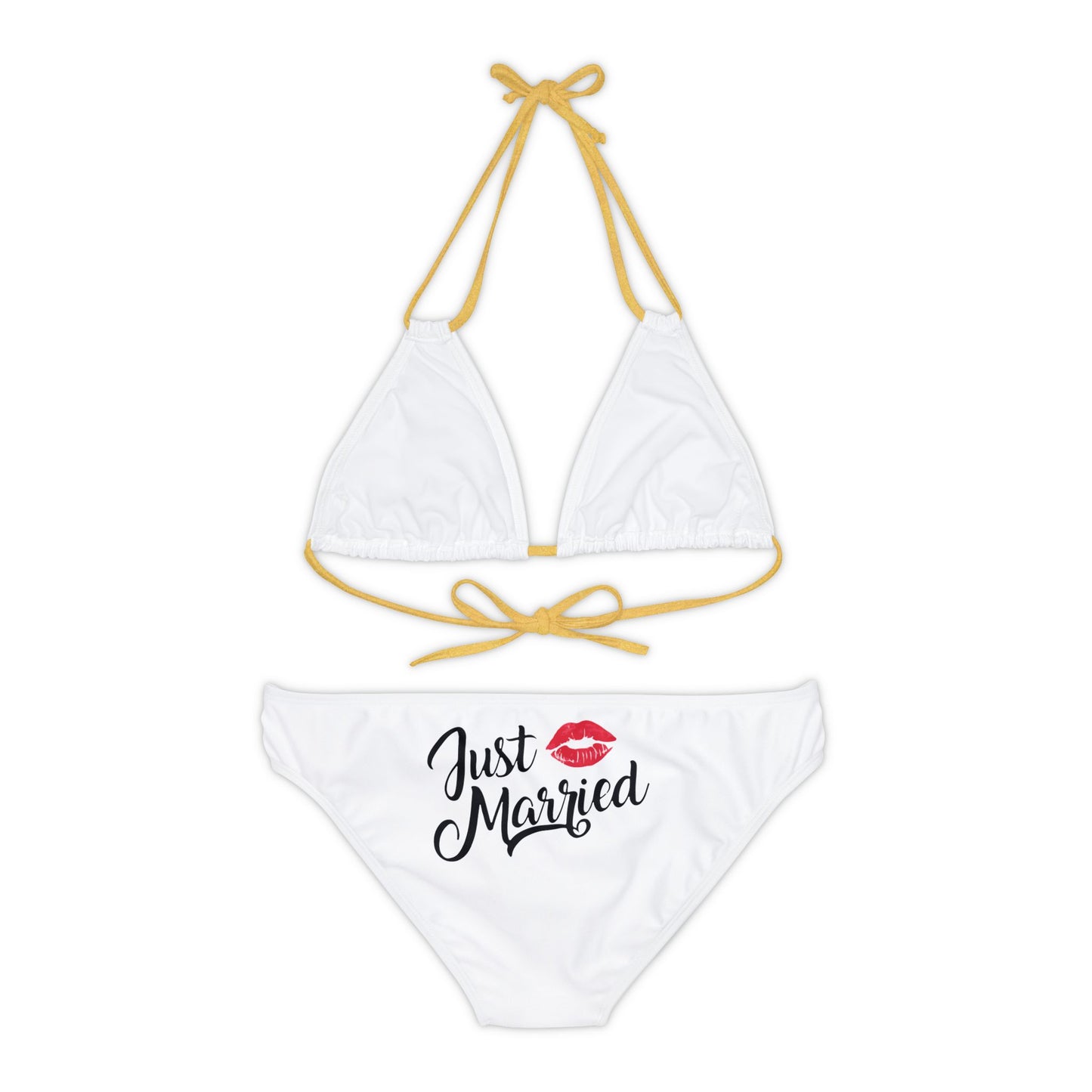 Just Married Strappy Bikini Set (AOP)