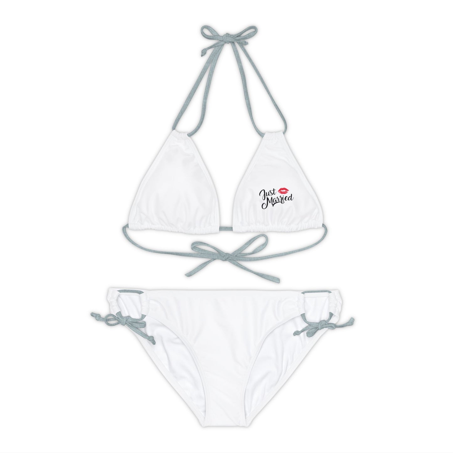 Just Married Strappy Bikini Set (AOP)