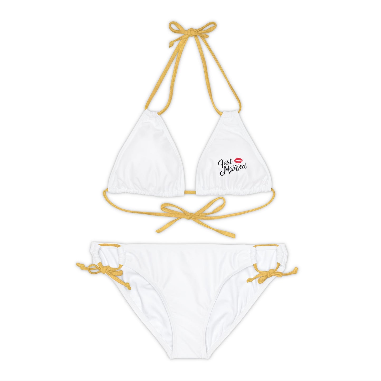 Just Married Strappy Bikini Set (AOP)