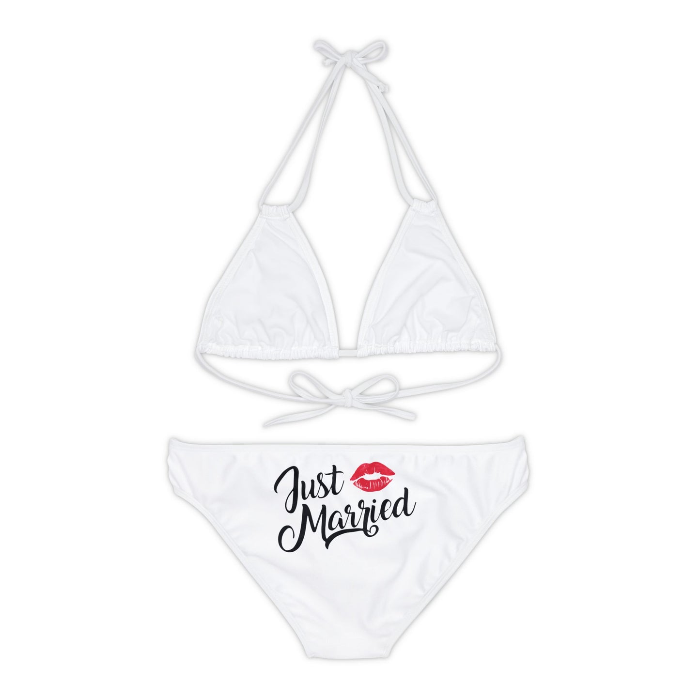 Just Married Strappy Bikini Set (AOP)