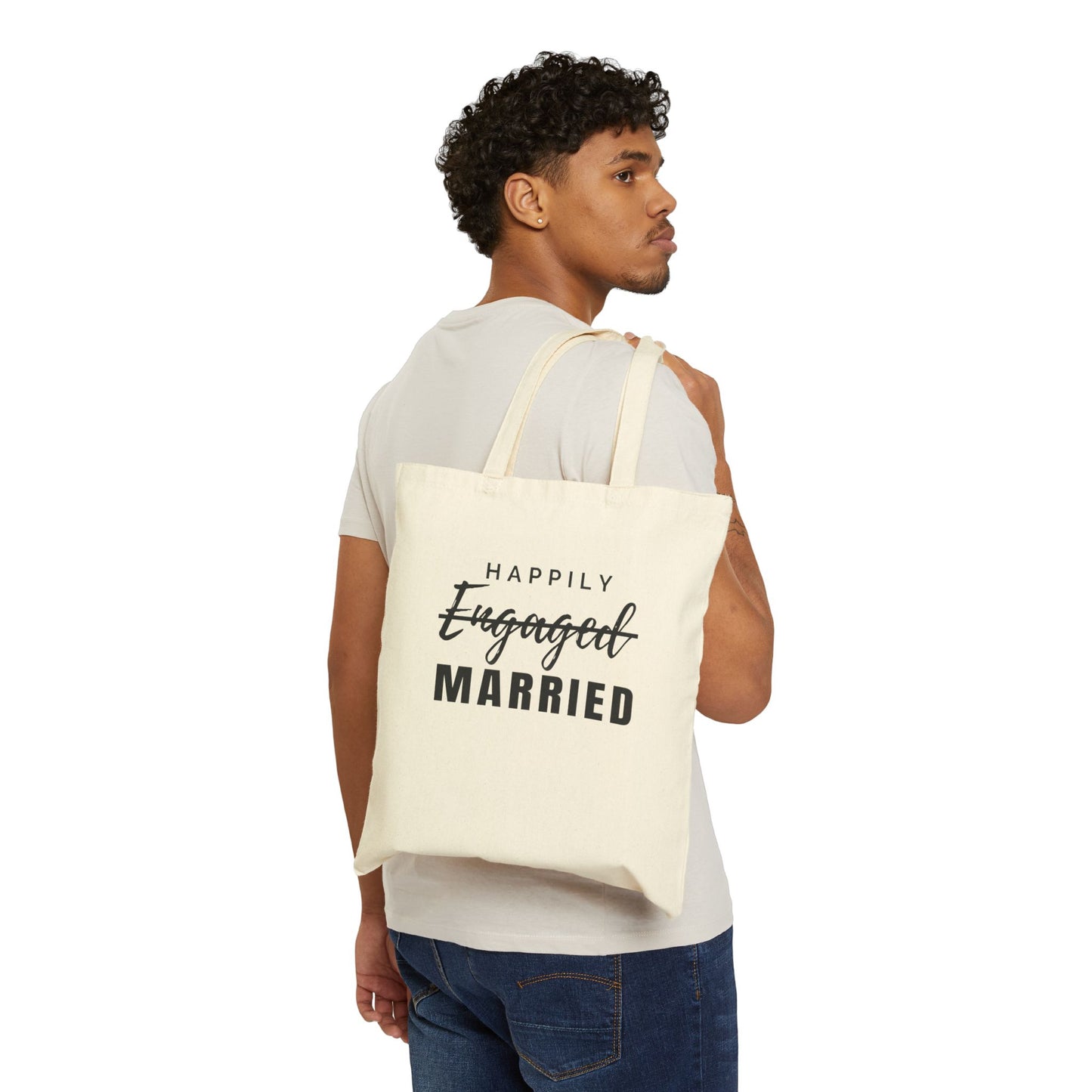 Happily Engaged Married Cotton Canvas Tote Bag